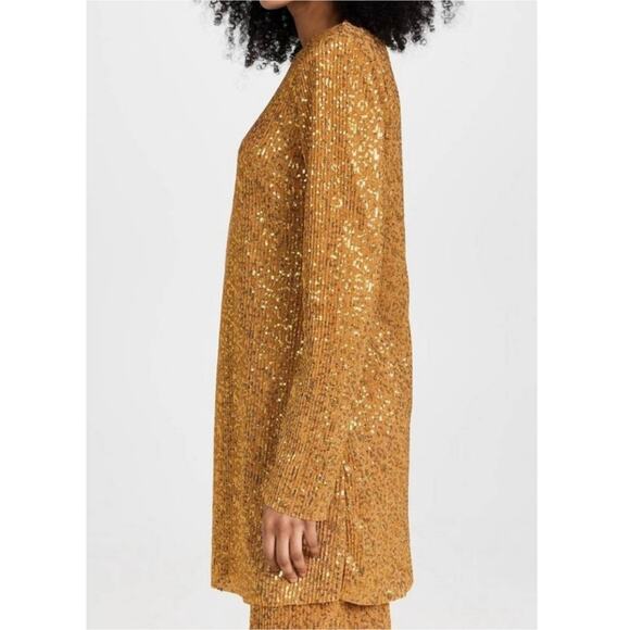 NEW STINE GOYA Odis Dress in Gold Sequins Long Sleeve Crewneck Size Small Formal - Picture 2 of 11